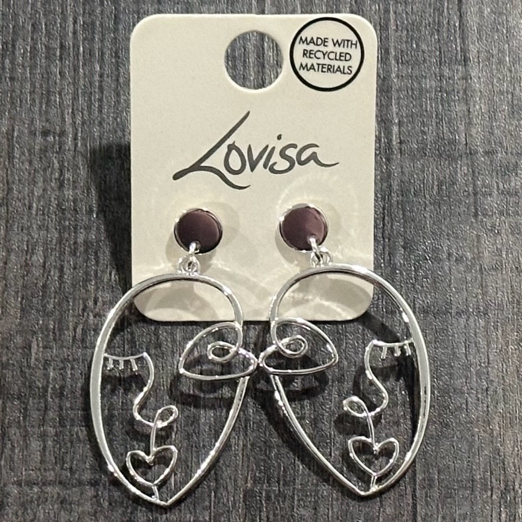 New Imported Silver Artistic Face Outline Earring Set 20$